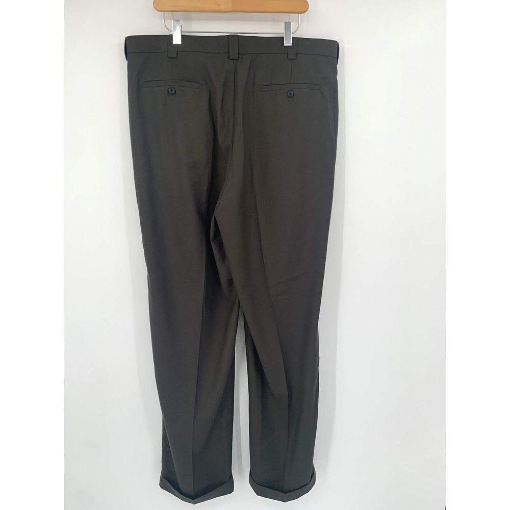 Perry Ellis Portfolio Olive Green‎ Pleated w/Leg Hem Mens Dress Pants Size 38/34 - Picture 6 of 9